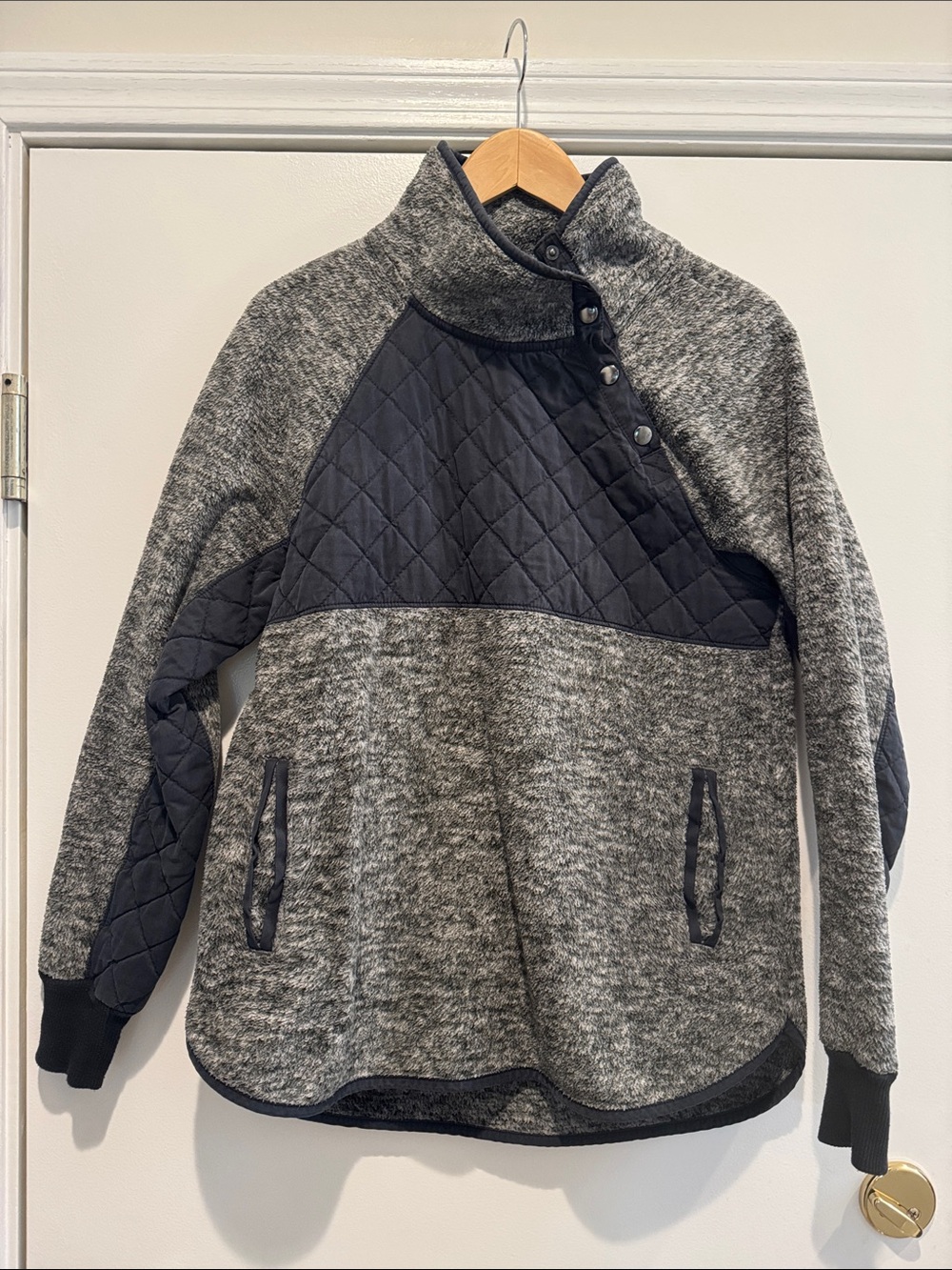 Abercrombie & Fitch Gray Sherpa-Lined Jacket with black trim